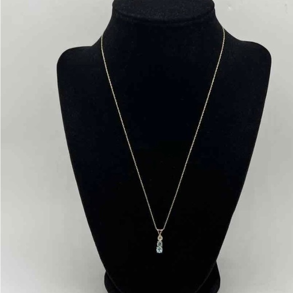 Aquamarine, stunning Vintage Past/Present/Future 10 k yellow gold pendant - Picture 2 of 9